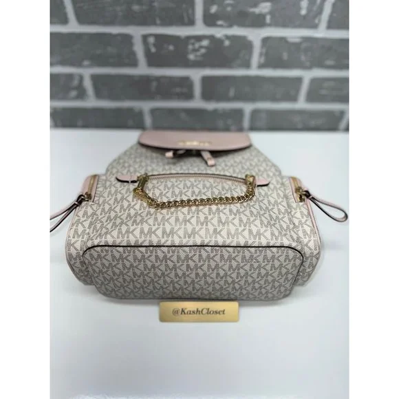 Michael Kors MK Jet Set Item Medium Chain Backpack -Powder Blush Multi - Picture 12 of 12
